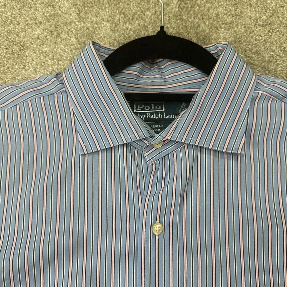 Vintage Polo Ralph Lauren Pink Blue Stripe Big & Tall Polo Shirt Classic Fit